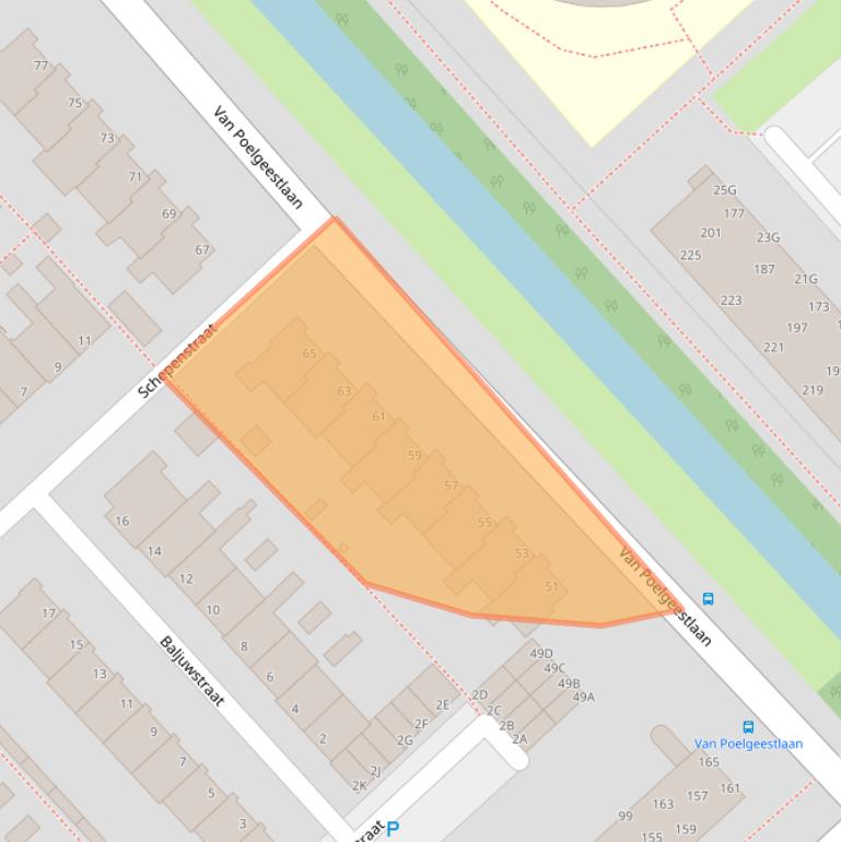 Kaart van postcodegebied 2352TB.