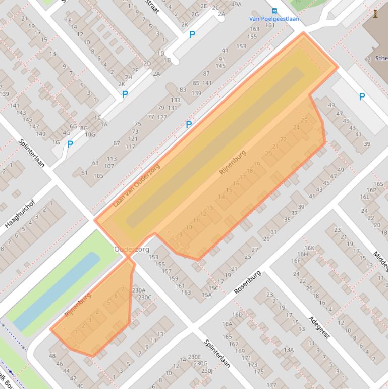 Kaart van postcodegebied 2352TJ.