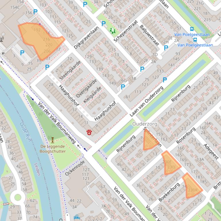 Kaart van postcodegebied 2352TP.