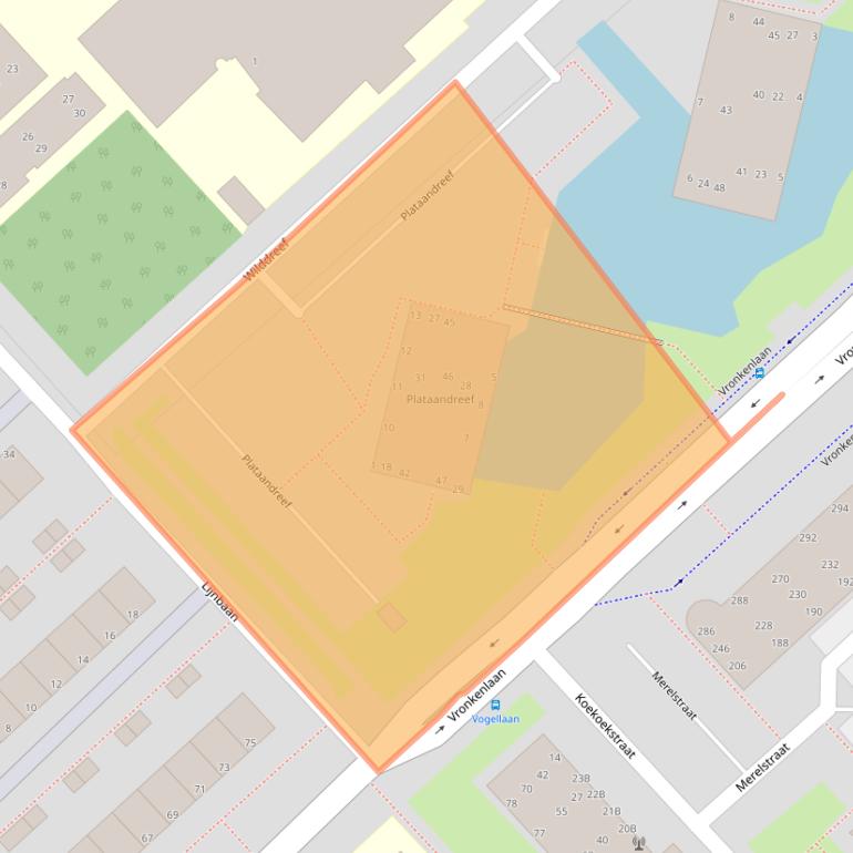 Kaart van postcodegebied 2352VT.