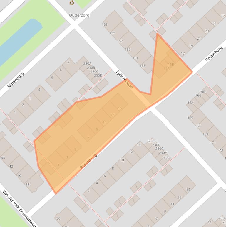 Kaart van postcodegebied 2352XA.