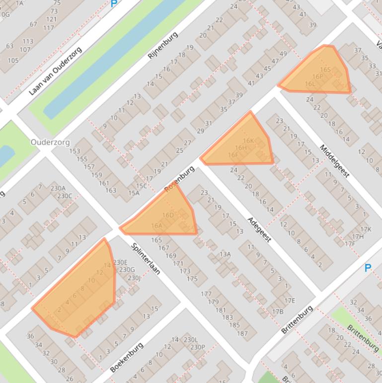 Kaart van postcodegebied 2352XC.