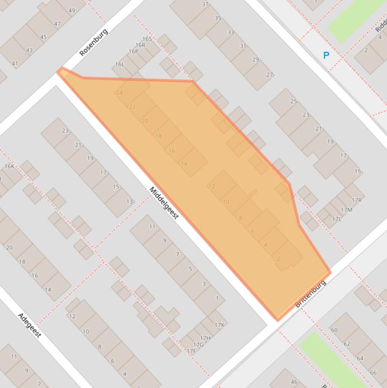 Kaart van postcodegebied 2352XE.