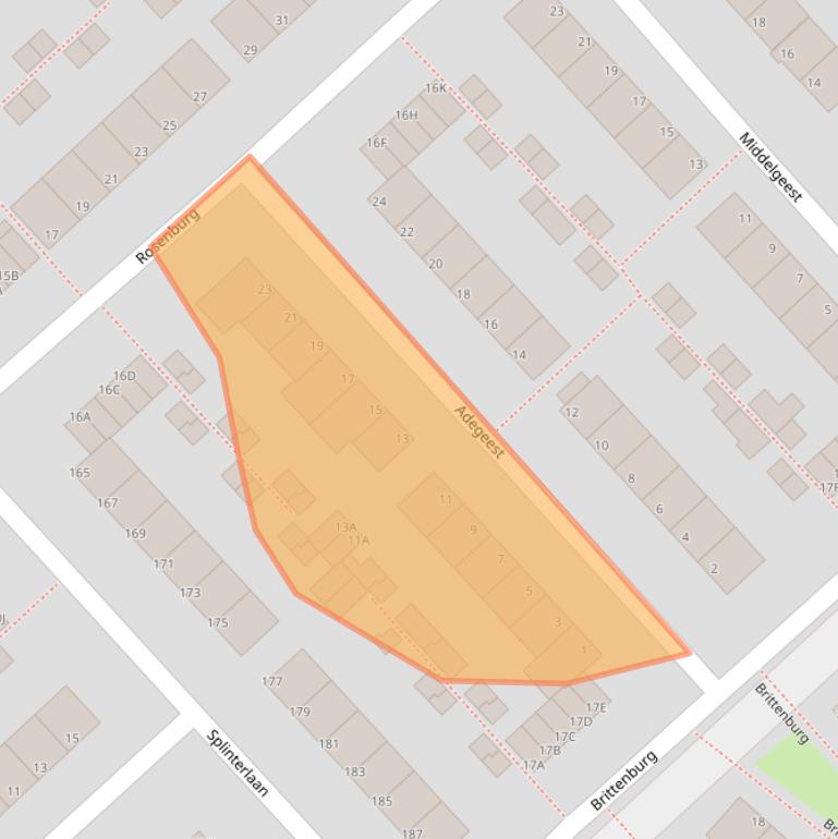 Kaart van postcodegebied 2352XG.