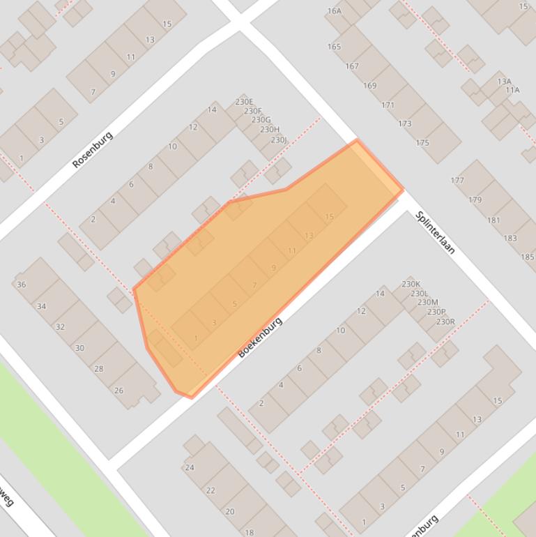 Kaart van postcodegebied 2352XJ.