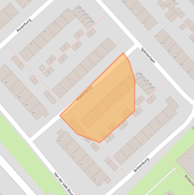 Kaart van postcodegebied 2352XK.