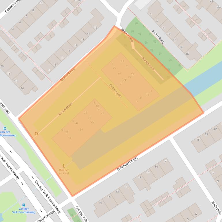 Kaart van postcodegebied 2352XP.