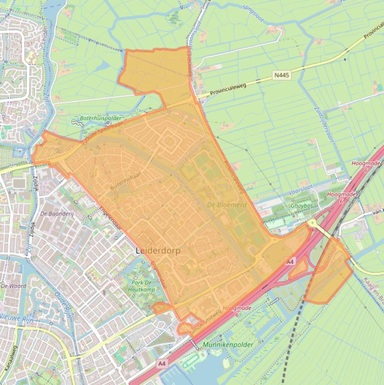 Kaart van postcodegebied 2353.