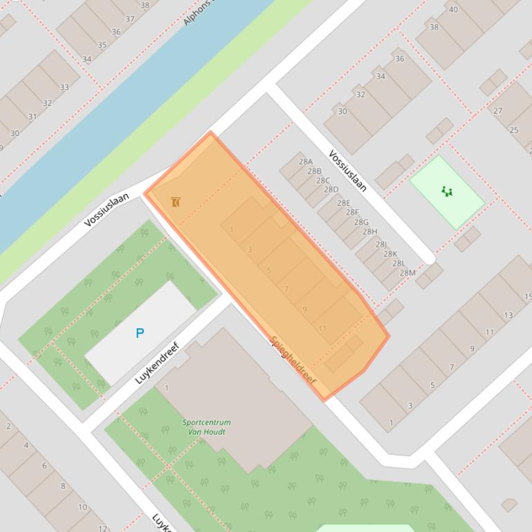 Kaart van postcodegebied 2353BJ.