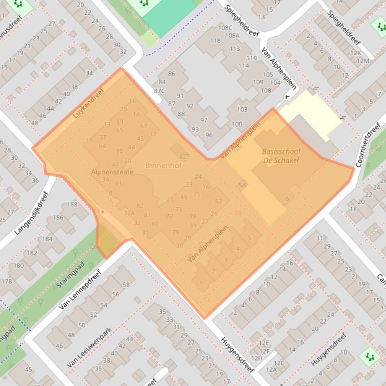 Kaart van postcodegebied 2353BX.