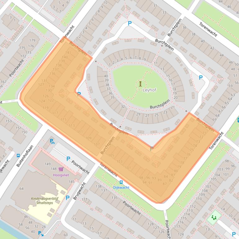 Kaart van postcodegebied 2353DC.