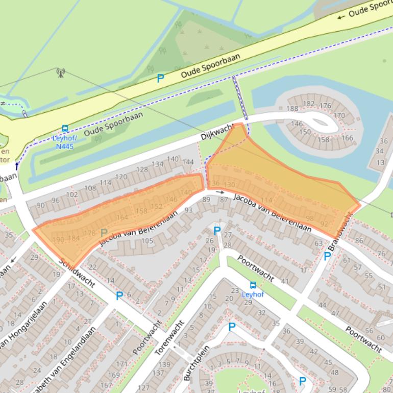 Kaart van postcodegebied 2353DW.