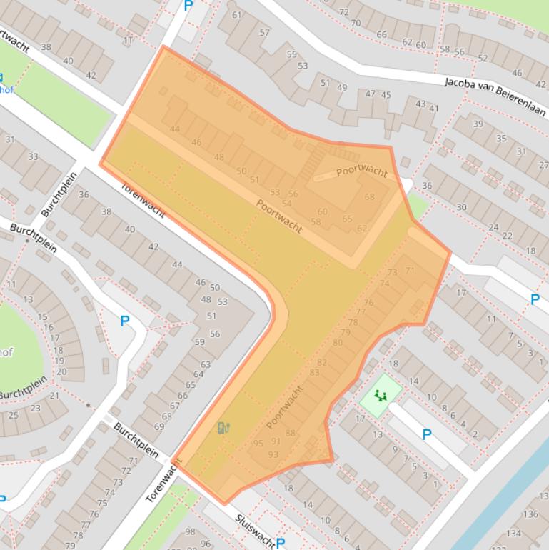 Kaart van postcodegebied 2353EB.