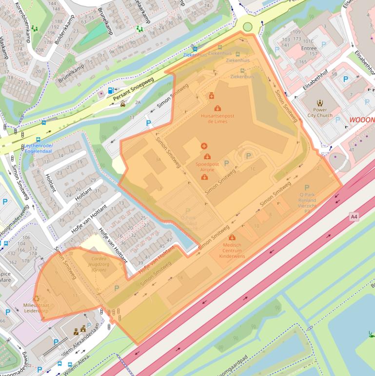 Kaart van postcodegebied 2353GA.