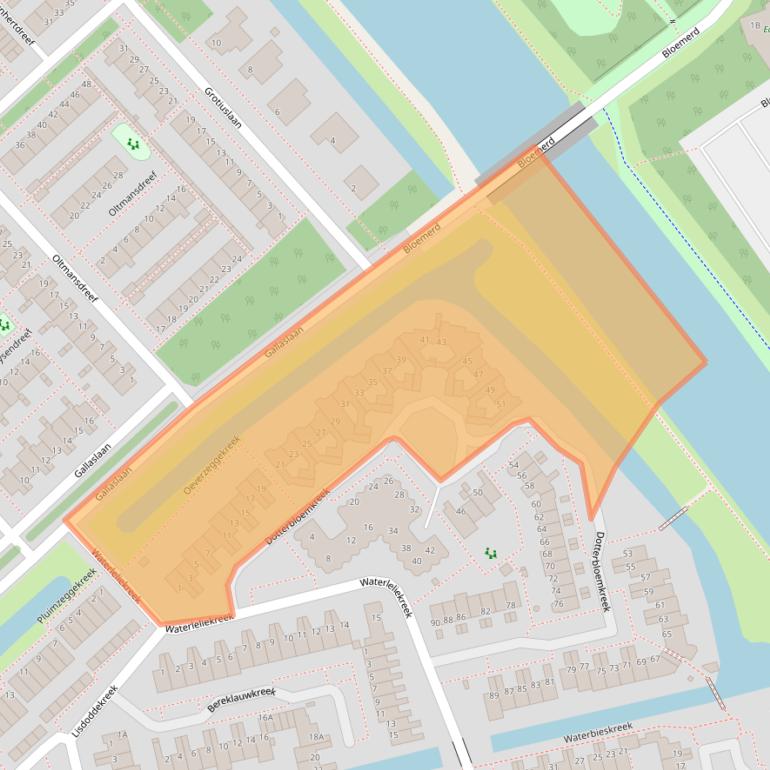 Kaart van postcodegebied 2353JA.