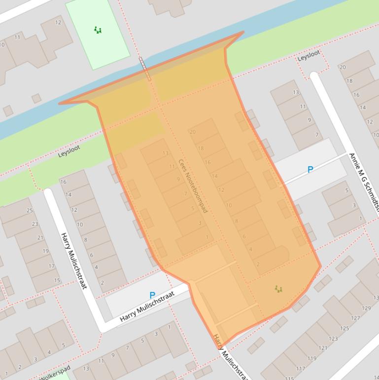 Kaart van postcodegebied 2353LC.