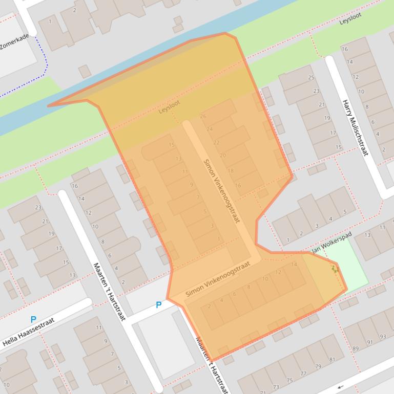 Kaart van postcodegebied 2353LG.