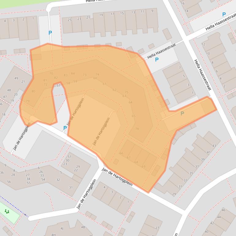 Kaart van postcodegebied 2353LM.