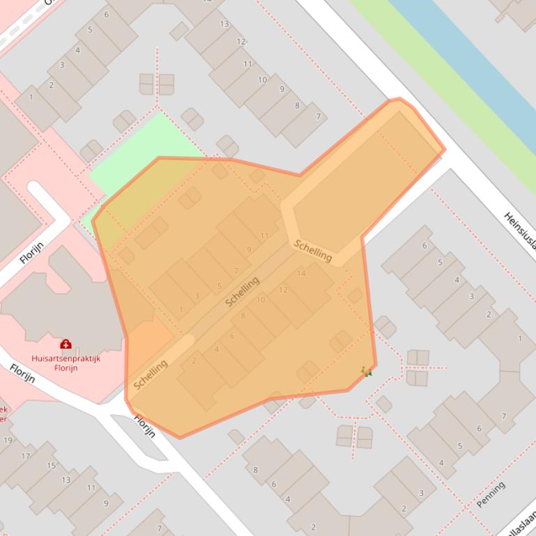 Kaart van postcodegebied 2353TE.