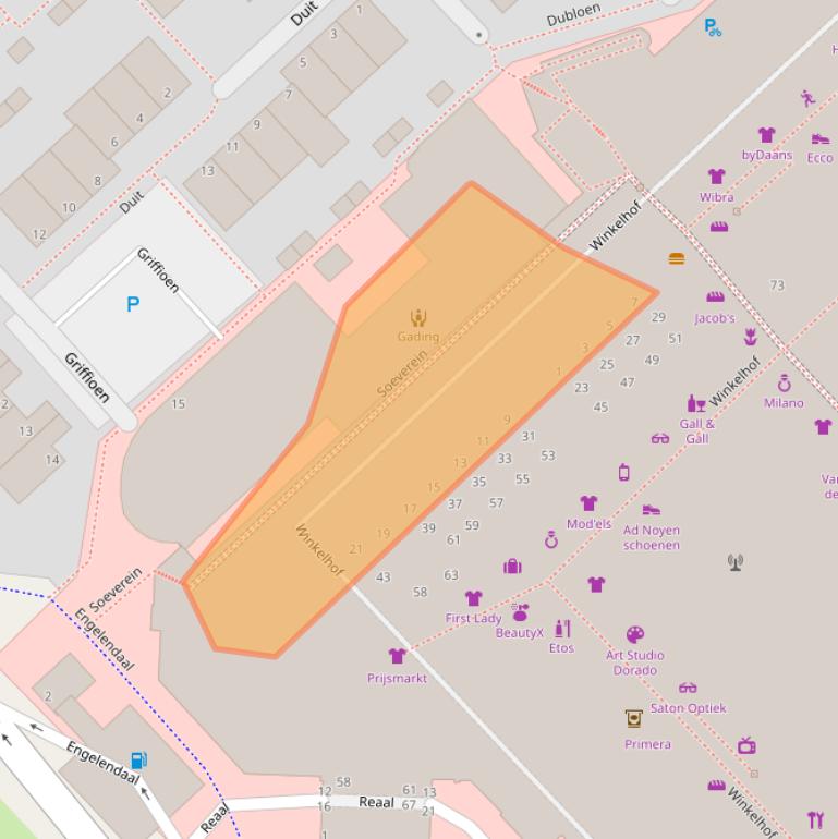 Kaart van postcodegebied 2353TM.