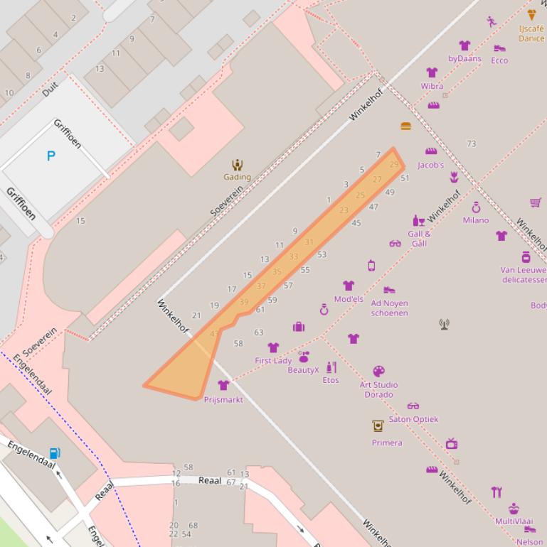 Kaart van postcodegebied 2353TN.