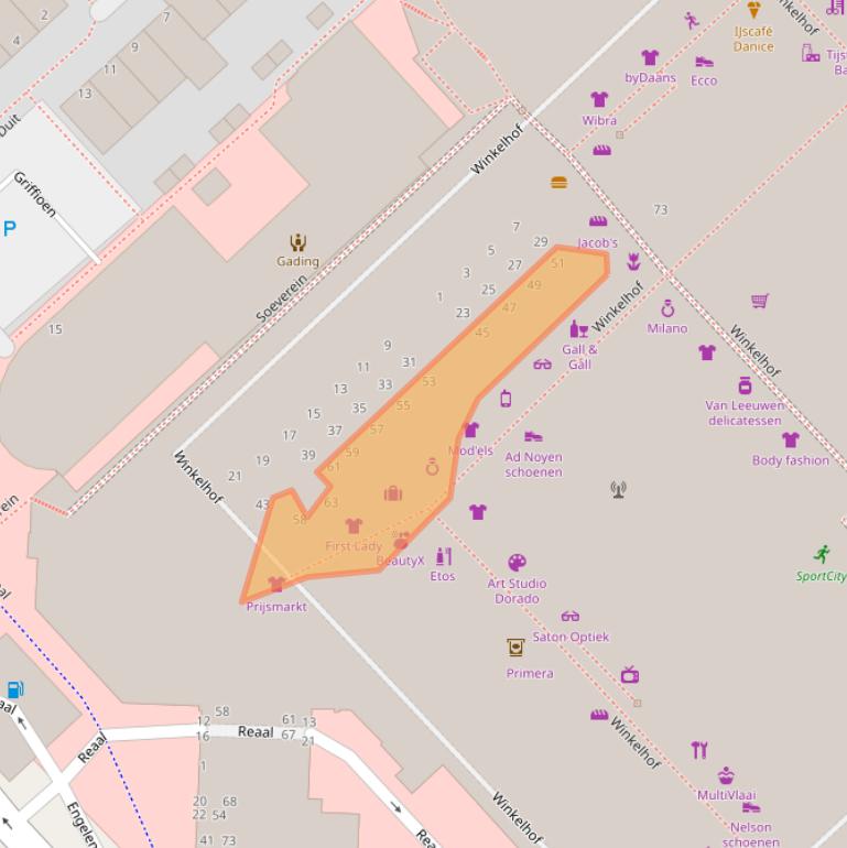 Kaart van postcodegebied 2353TP.