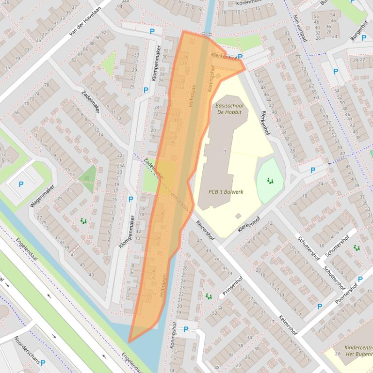 Kaart van postcodegebied 2353WD.