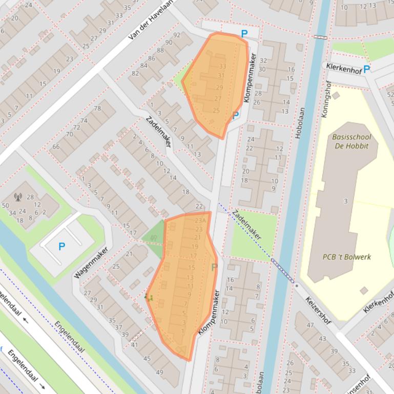 Kaart van postcodegebied 2353WE.