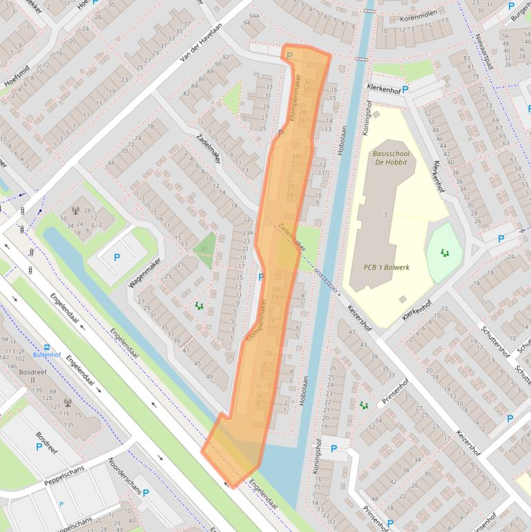Kaart van postcodegebied 2353WG.