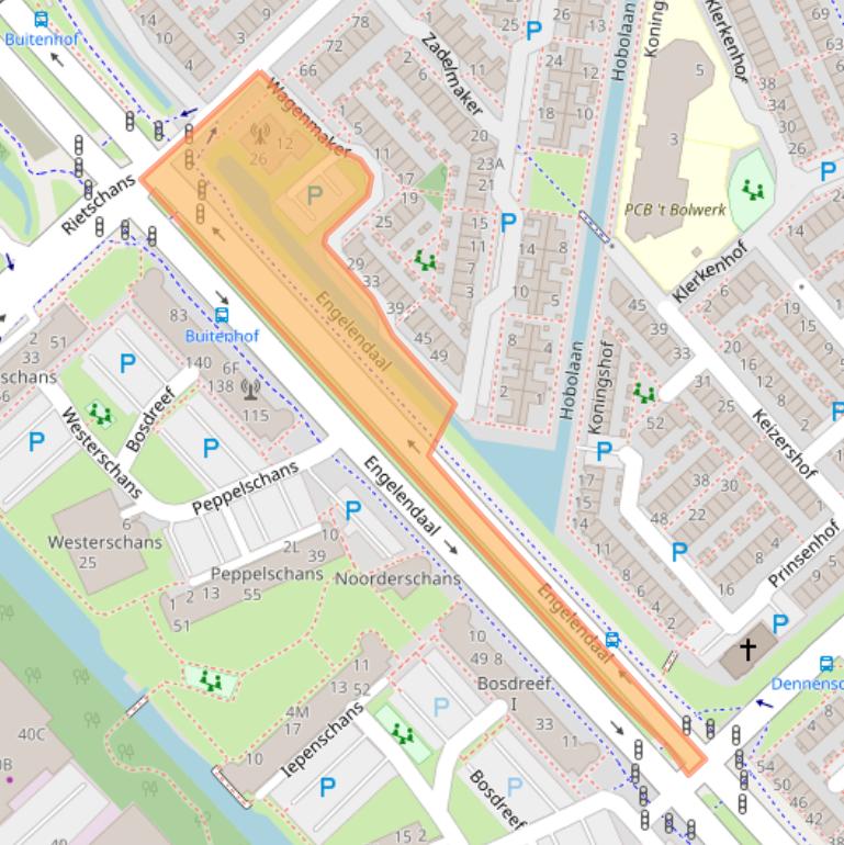 Kaart van postcodegebied 2353WJ.