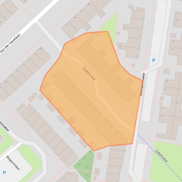 Kaart van postcodegebied 2353WR.