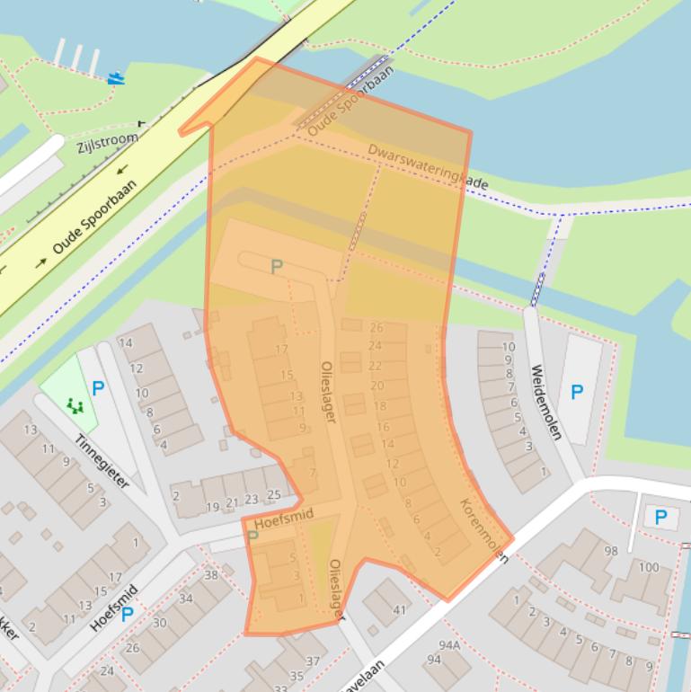 Kaart van postcodegebied 2353WX.