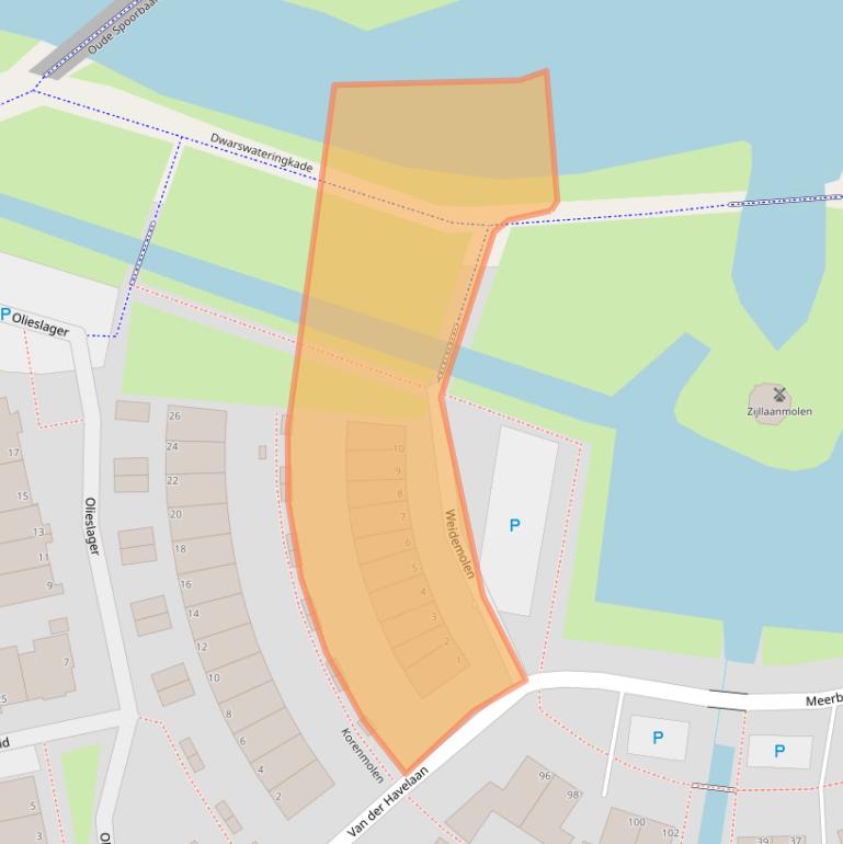 Kaart van postcodegebied 2353XG.