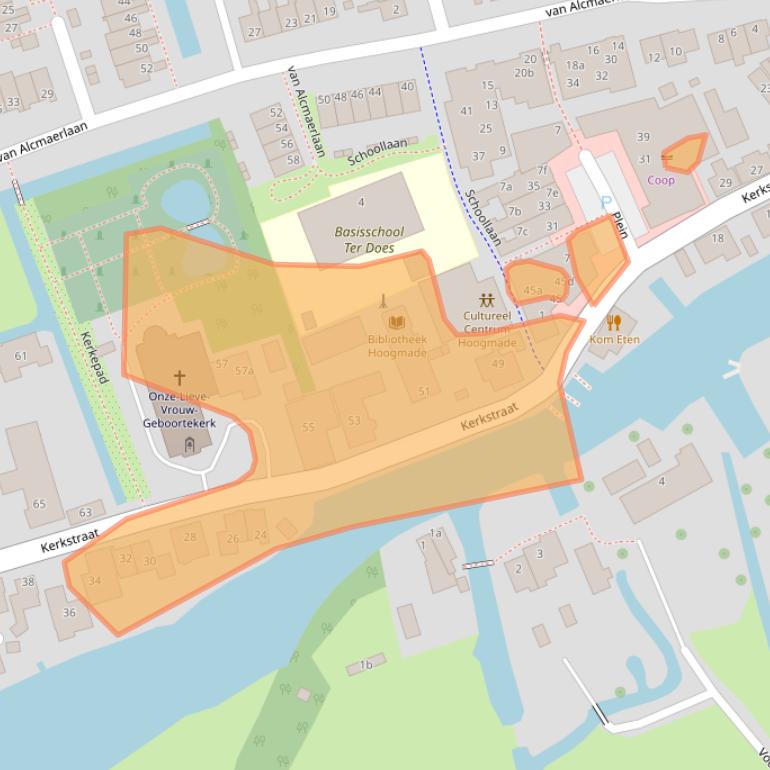 Kaart van postcodegebied 2355AG.