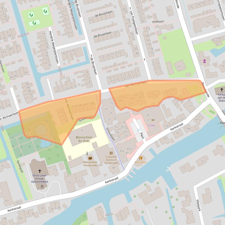 Kaart van postcodegebied 2355BB.