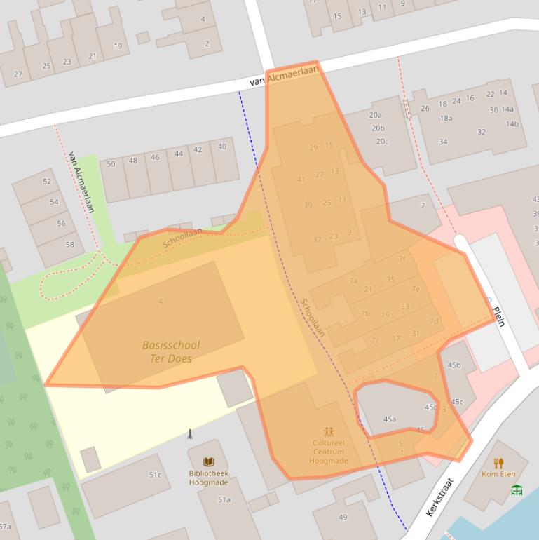 Kaart van postcodegebied 2355BS.