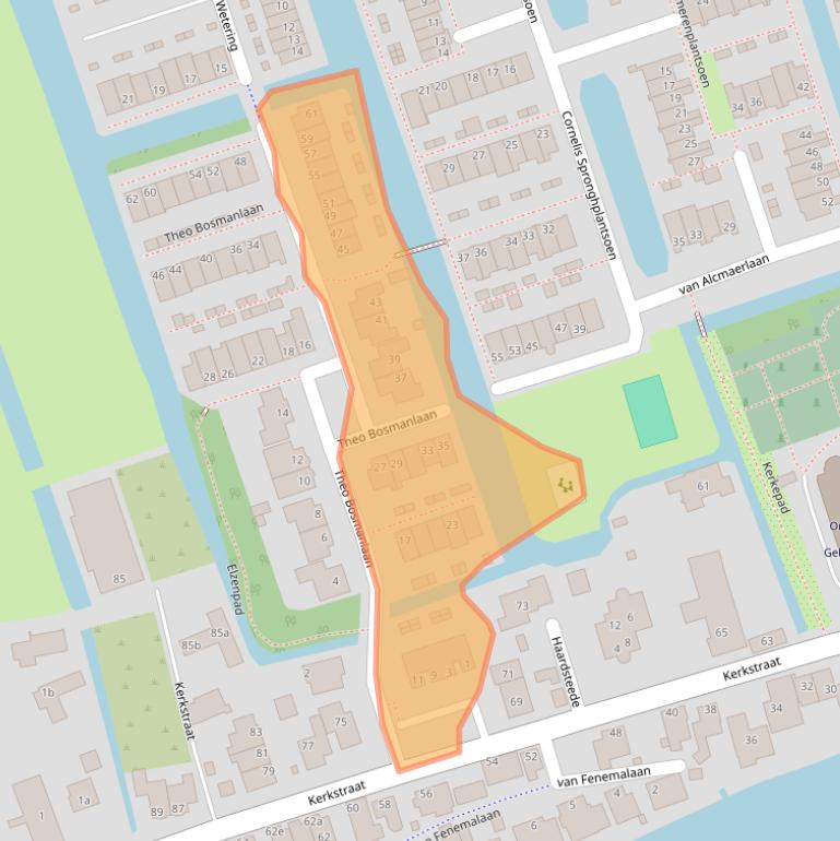 Kaart van postcodegebied 2355DA.
