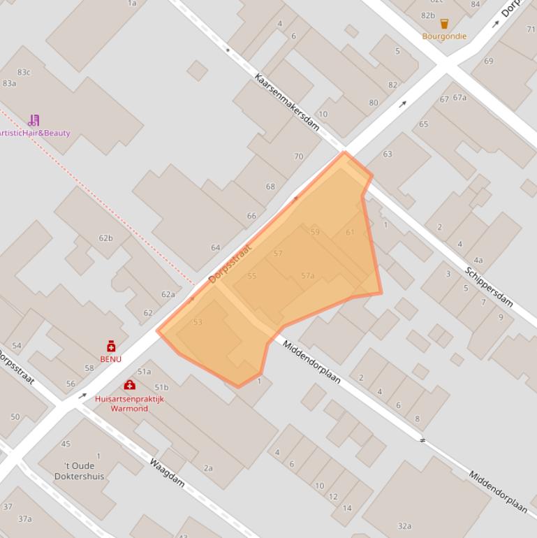 Kaart van postcodegebied 2361AS.