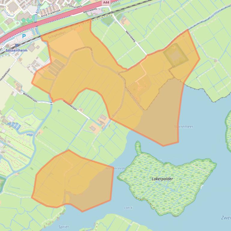 Kaart van postcodegebied 2361AW.