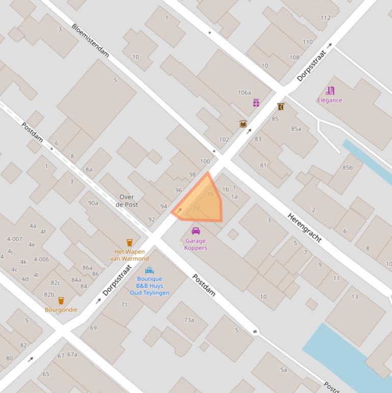 Kaart van postcodegebied 2361AX.