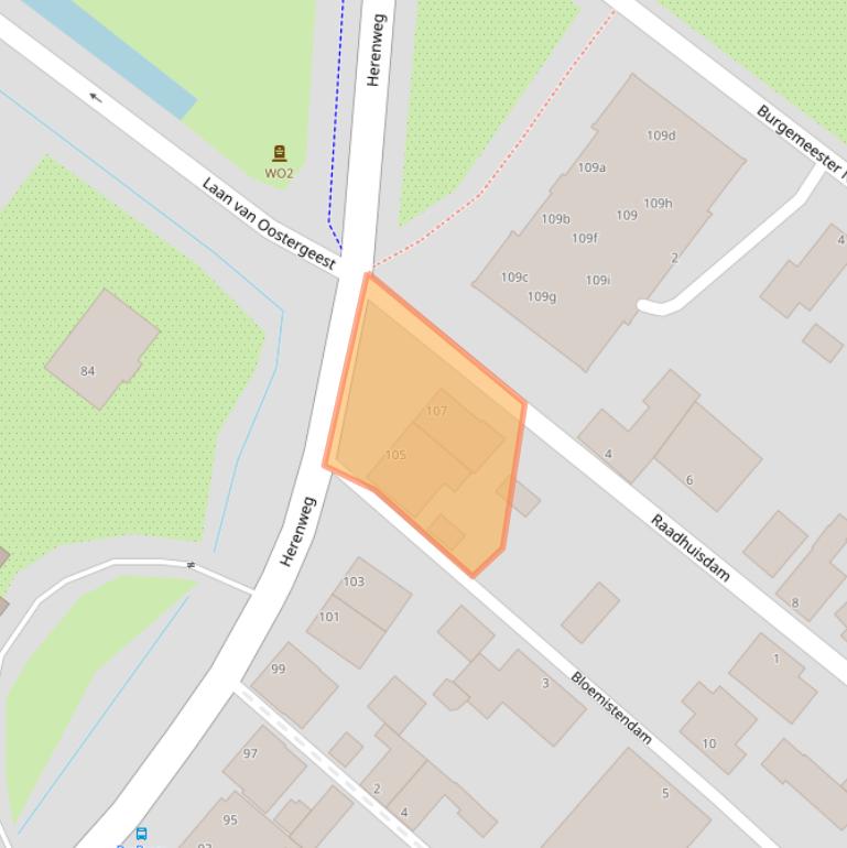 Kaart van postcodegebied 2361EL.