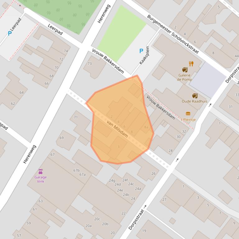 Kaart van postcodegebied 2361GN.