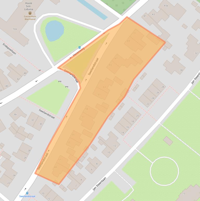 Kaart van postcodegebied 2361JC.