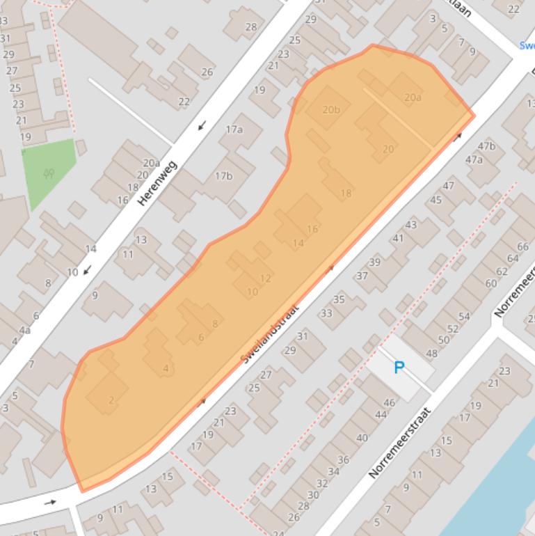 Kaart van postcodegebied 2361JE.