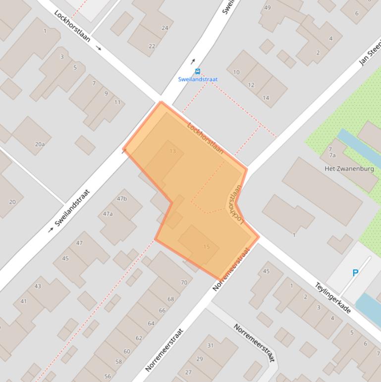 Kaart van postcodegebied 2361JJ.