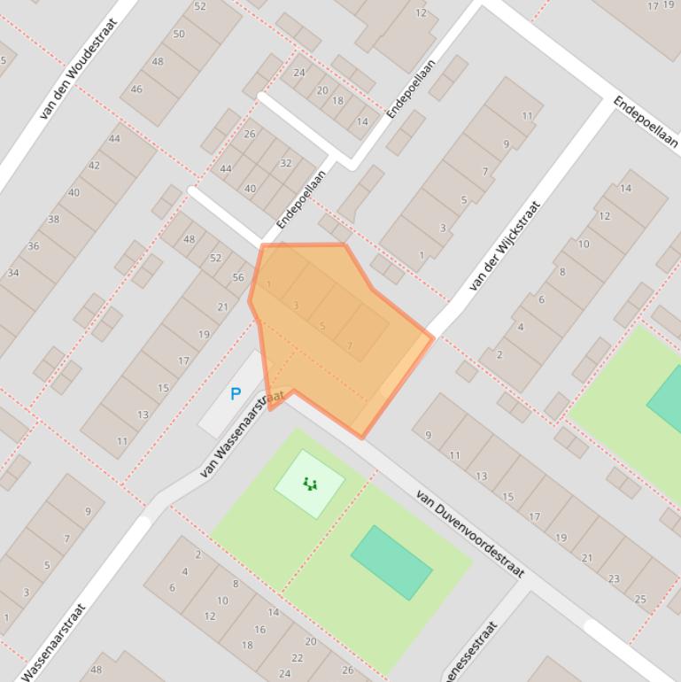 Kaart van postcodegebied 2361JP.