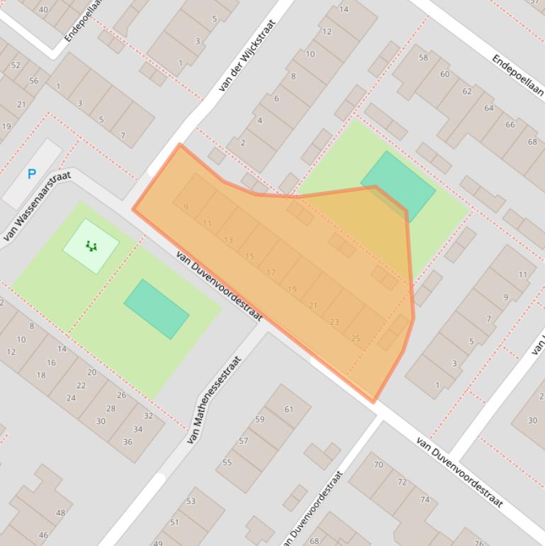 Kaart van postcodegebied 2361JR.