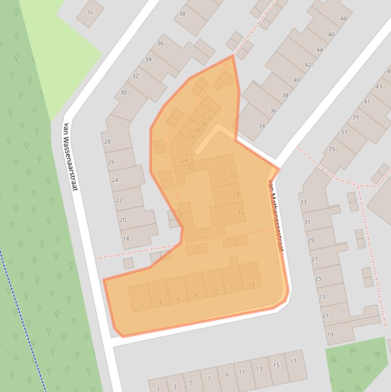 Kaart van postcodegebied 2361KC.