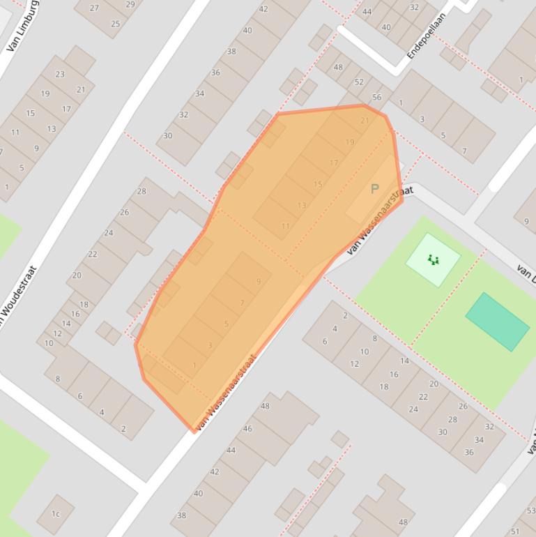 Kaart van postcodegebied 2361KG.