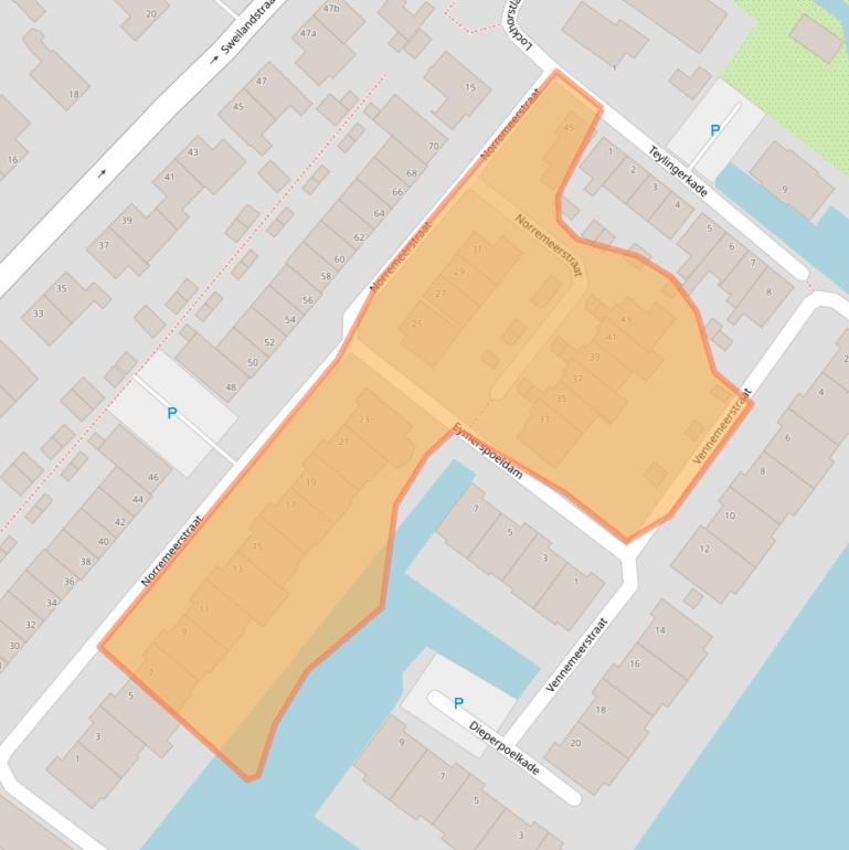 Kaart van postcodegebied 2361KN.